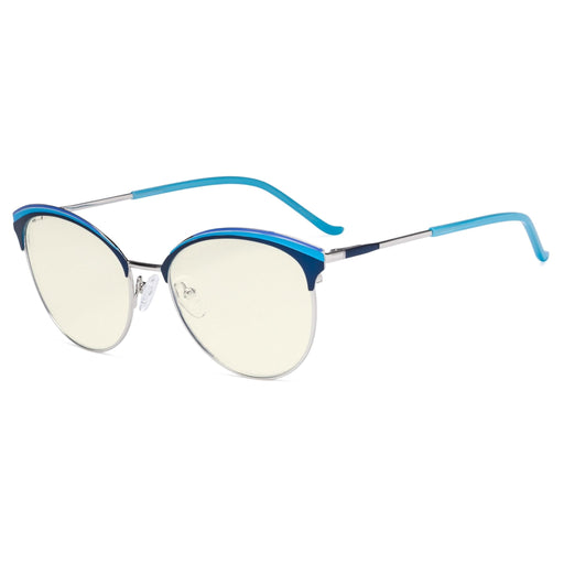 eyekeeper.com Oval Blue Light Filter Eyeglasses LX19030-BB40 Eyeglasses White Smoke Blue / without magnification