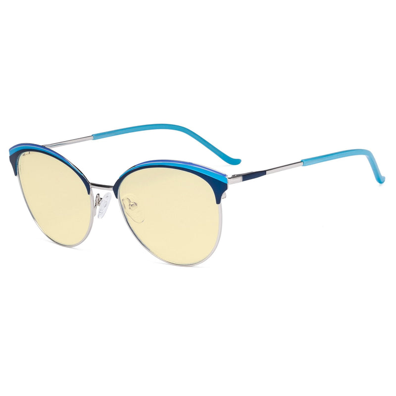 eyekeeper.com Oval Blue Light Blocking Eyeglasses LX19030-BB60 Eyeglasses White Smoke Blue / without magnification