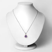 Bids.com 1.87 Carat Genuine Amethyst and White Diamond 14K Yellow Gold with .925 Sterling Silver Pendant Pendants White Smoke