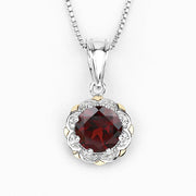 Bids.com 2.32 Carat Genuine Garnet and White Diamond 14K Yellow Gold with .925 Sterling Silver Pendant Pendants White Smoke