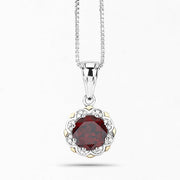 Bids.com 2.32 Carat Genuine Garnet and White Diamond 14K Yellow Gold with .925 Sterling Silver Pendant Pendants White Smoke