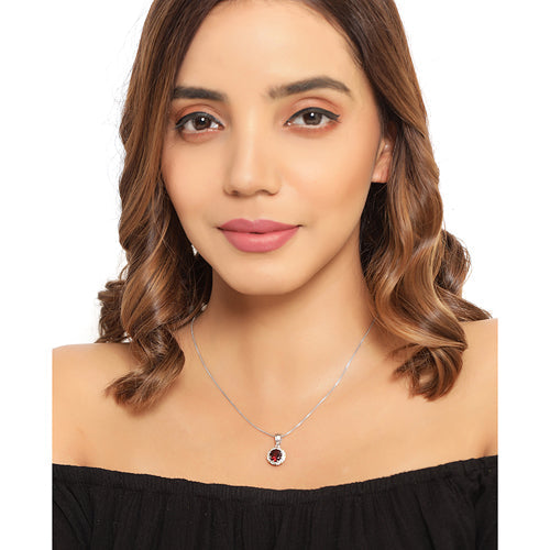 Bids.com 2.32 Carat Genuine Garnet and White Diamond 14K Yellow Gold with .925 Sterling Silver Pendant Pendants White Smoke
