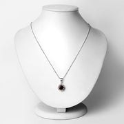 Bids.com 2.32 Carat Genuine Garnet and White Diamond 14K Yellow Gold with .925 Sterling Silver Pendant Pendants White Smoke