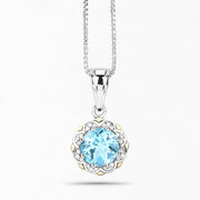Bids.com 2.32 Carat Genuine Swiss Blue Topaz and White Diamond 14K Yellow Gold with .925 Sterling Silver Pendant Pendants White Smoke