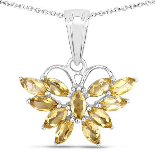 Bids.com 1.32 Carat Genuine Citrine .925 Sterling Silver Pendant Pendants White Smoke Default Title
