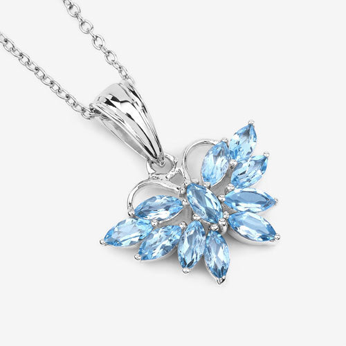 Bids.com 1.76 Carat Genuine Swiss Blue Topaz .925 Sterling Silver Pendant Pendants White Smoke