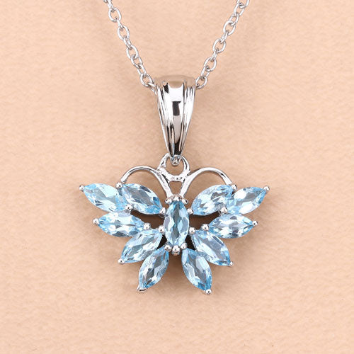 Bids.com 1.76 Carat Genuine Swiss Blue Topaz .925 Sterling Silver Pendant Pendants Wheat