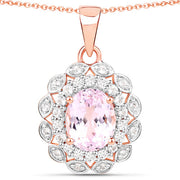 Bids.com 4.26 Carat Genuine Kunzite and White Topaz .925 Sterling Silver Pendant Pendants White Smoke Default Title