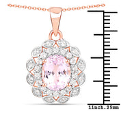 Bids.com 4.26 Carat Genuine Kunzite and White Topaz .925 Sterling Silver Pendant Pendants White Smoke