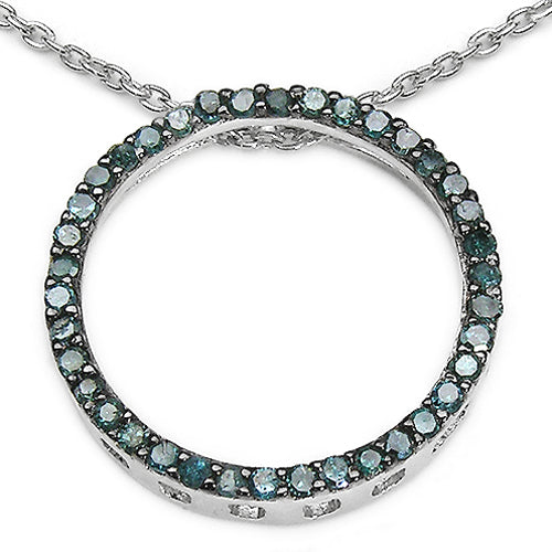 Bids.com 0.46 Carat Genuine Blue Diamond .925 Sterling Silver Pendant Pendants White Smoke Default Title