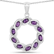 Bids.com 1.83 Carat Genuine Amethyst and White Topaz .925 Sterling Silver Pendant Pendants White Smoke Default Title
