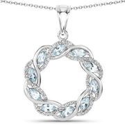 Bids.com 1.93 Carat Genuine Blue Topaz and White Topaz .925 Sterling Silver Pendant Pendants White Smoke Default Title
