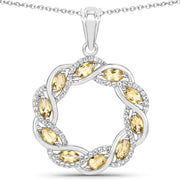 Bids.com 1.73 Carat Genuine Citrine and White Topaz .925 Sterling Silver Pendant Pendants White Smoke Default Title