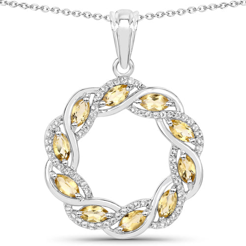 Bids.com 1.73 Carat Genuine Citrine and White Topaz .925 Sterling Silver Pendant Pendants White Smoke Default Title
