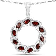 Bids.com 2.33 Carat Genuine Garnet and White Topaz .925 Sterling Silver Pendant Pendants White Smoke Default Title