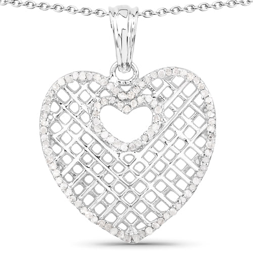 Bids.com 0.52 Carat Genuine White Diamond .925 Sterling Silver Pendant Pendants White Smoke Default Title