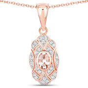 Bids.com 0.52 Carat Genuine Morganite and White Topaz .925 Sterling Silver Pendant Pendants White Smoke Default Title