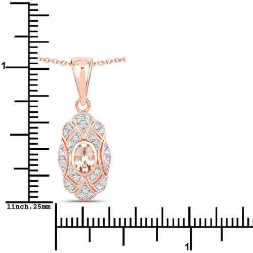 Bids.com 0.52 Carat Genuine Morganite and White Topaz .925 Sterling Silver Pendant Pendants White Smoke