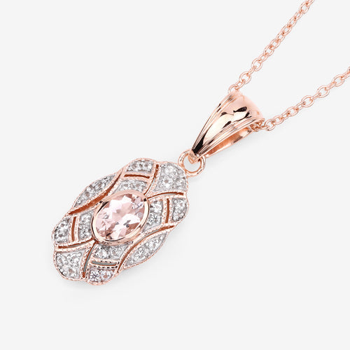 Bids.com 0.52 Carat Genuine Morganite and White Topaz .925 Sterling Silver Pendant Pendants White Smoke
