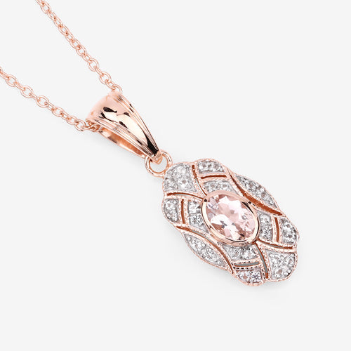 Bids.com 0.52 Carat Genuine Morganite and White Topaz .925 Sterling Silver Pendant Pendants White Smoke