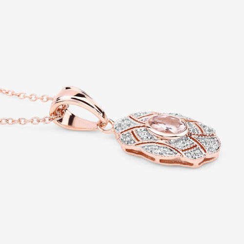 Bids.com 0.52 Carat Genuine Morganite and White Topaz .925 Sterling Silver Pendant Pendants White Smoke