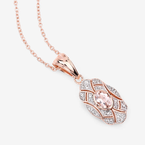 Bids.com 0.52 Carat Genuine Morganite and White Topaz .925 Sterling Silver Pendant Pendants White Smoke