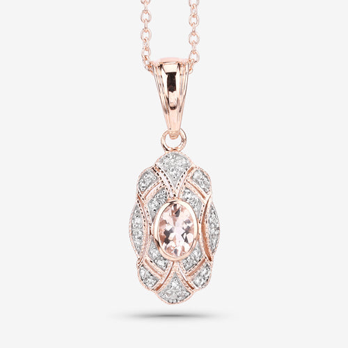 Bids.com 0.52 Carat Genuine Morganite and White Topaz .925 Sterling Silver Pendant Pendants White Smoke