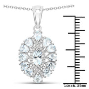 Bids.com 1.89 Carat Genuine Aquamarine and White Topaz .925 Sterling Silver Pendant Pendants White Smoke