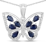 Bids.com 1.67 Carat Genuine Blue Sapphire and White Zircon .925 Sterling Silver Pendant Pendants White Smoke Default Title