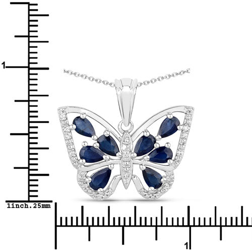 Bids.com 1.67 Carat Genuine Blue Sapphire and White Zircon .925 Sterling Silver Pendant Pendants White Smoke