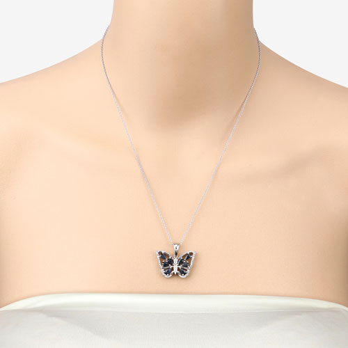 Bids.com 1.67 Carat Genuine Blue Sapphire and White Zircon .925 Sterling Silver Pendant Pendants Peach Puff