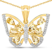 Bids.com 1.81 Carat Genuine Citrine and White Topaz .925 Sterling Silver Pendant Pendants White Smoke Default Title