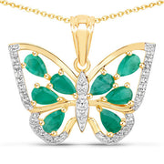 Bids.com 1.91 Carat Genuine Emerald and White Zircon .925 Sterling Silver Pendant Pendants White Smoke Default Title