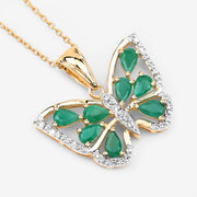 Bids.com 1.91 Carat Genuine Emerald and White Zircon .925 Sterling Silver Pendant Pendants White Smoke