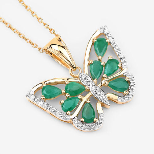 Bids.com 1.91 Carat Genuine Emerald and White Zircon .925 Sterling Silver Pendant Pendants White Smoke