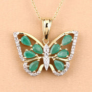 Bids.com 1.91 Carat Genuine Emerald and White Zircon .925 Sterling Silver Pendant Pendants Navajo White