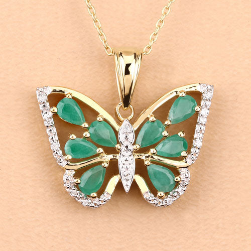 Bids.com 1.91 Carat Genuine Emerald and White Zircon .925 Sterling Silver Pendant Pendants Navajo White