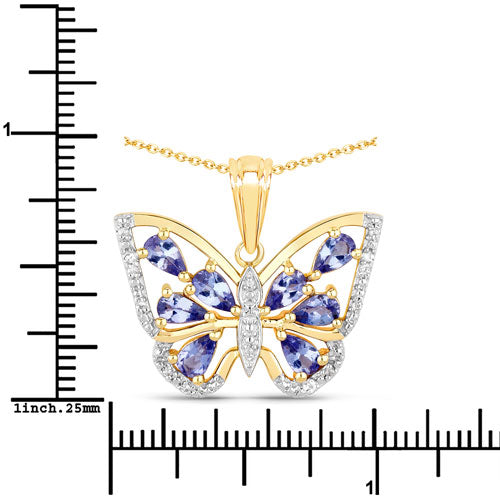 Bids.com 1.75 Carat Genuine Tanzanite and White Zircon .925 Sterling Silver Pendant Pendants White Smoke