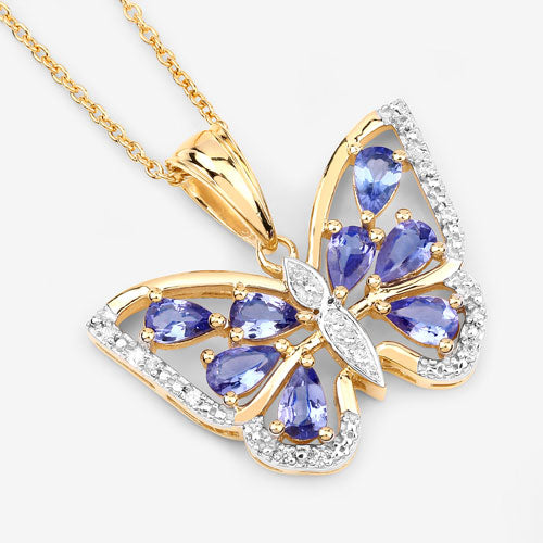 Bids.com 1.75 Carat Genuine Tanzanite and White Zircon .925 Sterling Silver Pendant Pendants White Smoke