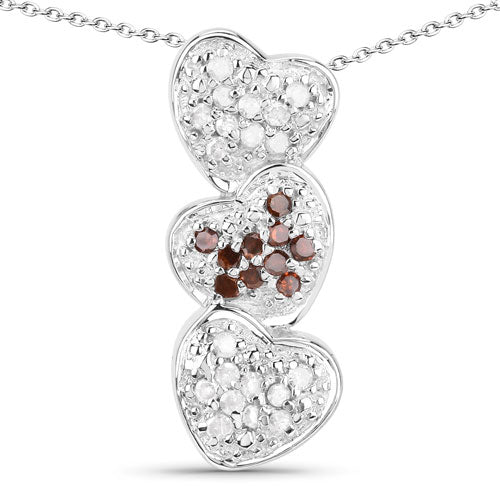 Bids.com 0.45 Carat Genuine Red Diamond and White Diamond .925 Sterling Silver Pendant Pendants White Smoke Default Title