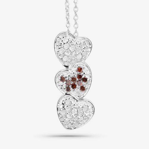 Bids.com 0.45 Carat Genuine Red Diamond and White Diamond .925 Sterling Silver Pendant Pendants White Smoke