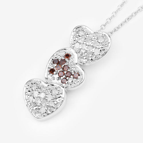 Bids.com 0.45 Carat Genuine Red Diamond and White Diamond .925 Sterling Silver Pendant Pendants White Smoke