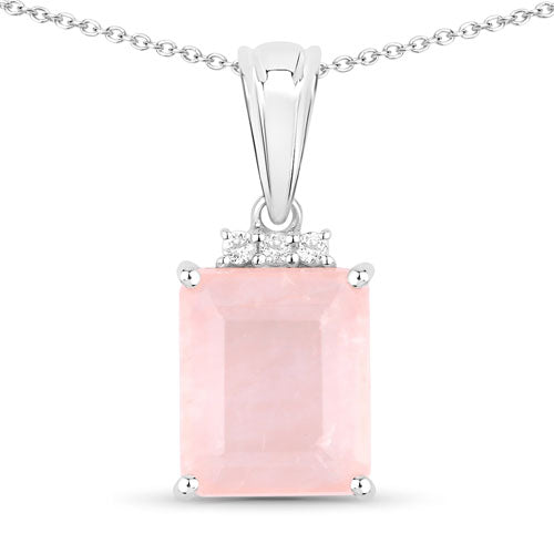 Bids.com 5.63 Carat Genuine Rose Quartz and White Topaz .925 Sterling Silver Pendant Pendants White Smoke size 18.00