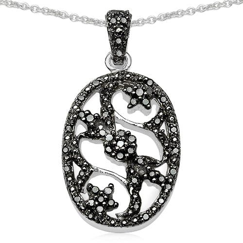 Bids.com 0.28 Carat Genuine Black Diamond .925 Sterling Silver Pandent Pendants White Smoke Default Title