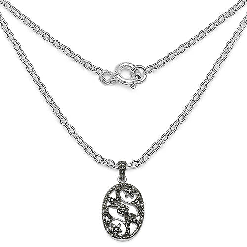Bids.com 0.28 Carat Genuine Black Diamond .925 Sterling Silver Pandent Pendants White Smoke