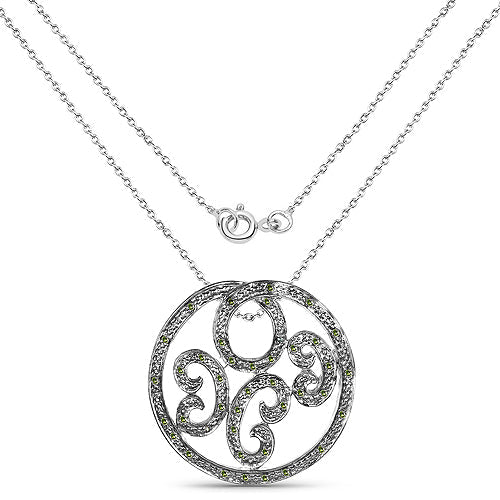 Bids.com 0.22 Carat Genuine Green Diamond .925 Sterling Silver Pendant Pendants White Smoke