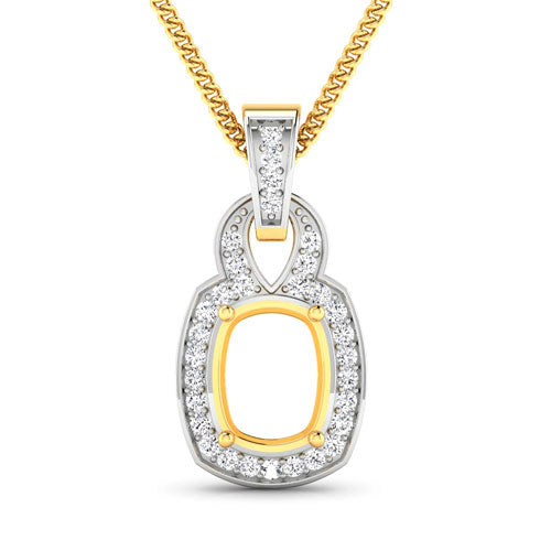 Bids.com 0.25 Carat Genuine White Diamond 14K Yellow Gold Semi Mount Pendant - holds 9x7mm Cushion Gemstone Pendants White Smoke Default Title