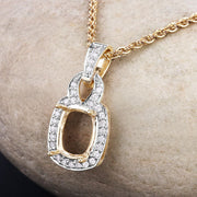 Bids.com 0.25 Carat Genuine White Diamond 14K Yellow Gold Semi Mount Pendant - holds 9x7mm Cushion Gemstone Pendants Gray