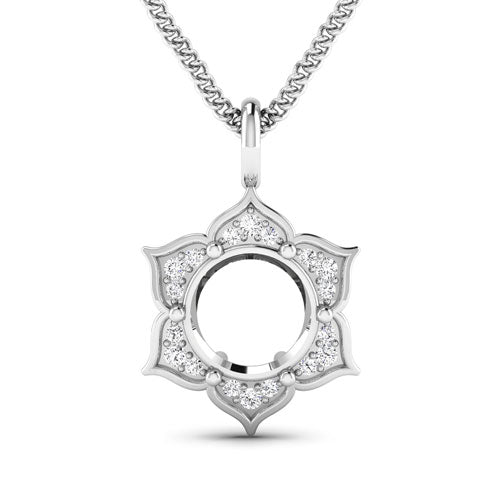 Bids.com 0.14 Carat Genuine White Diamond 14K White Gold Semi Mount Pendant - holds 8.00mm Round Gemstone Pendants White Smoke Default Title