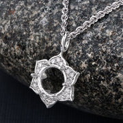 Bids.com 0.14 Carat Genuine White Diamond 14K White Gold Semi Mount Pendant - holds 8.00mm Round Gemstone Pendants Black